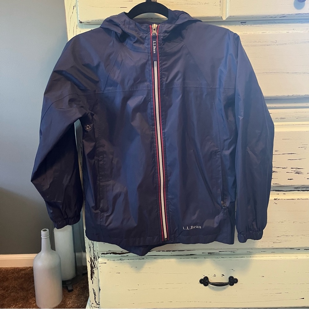 L.L. Bean Deep Blue Rain Jacket. Boys size 10.